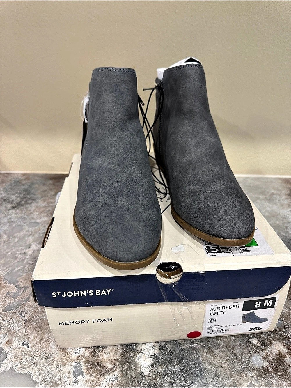 St. John's Bay Suede Rider Gray Ankle Boots US 8 M NWT